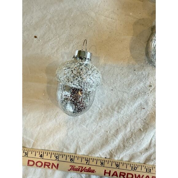 13- Silver 6” Acorn & Pinecone Shatterproof Ornaments Faux Mercury Glass EUC - Picture 2 of 10